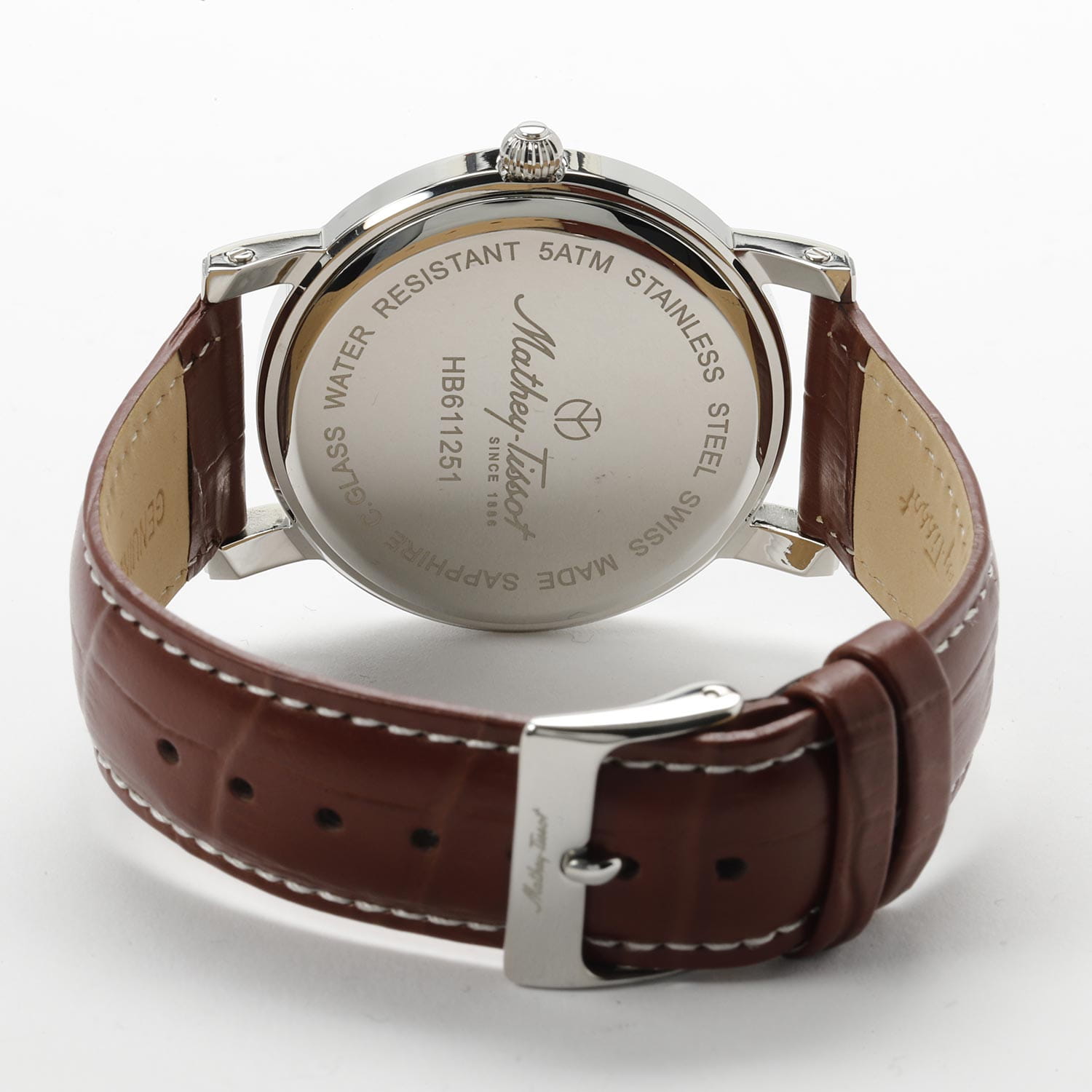 Mathey-Tissot Mathey-Tissot City Leather HB611251AM кварцевые мужские часы часы крупный план коричневый циферблата