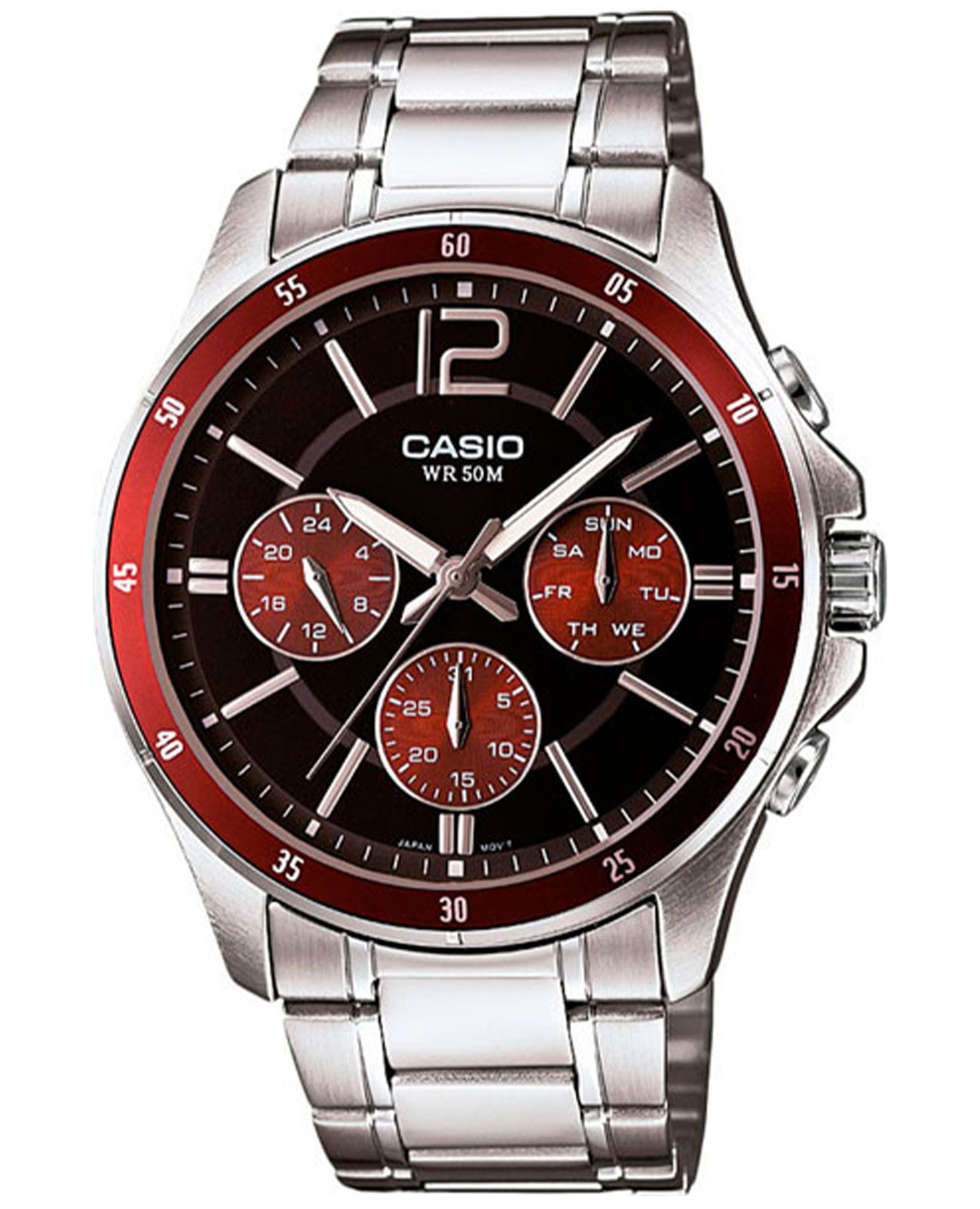 Casio Casio Collection MTP-1374D-5AVDF(MTP-1374D-5A)  MTP-1374D-5A кварцевые мужские часы черный циферблат, браслет нержавеющая сталь — вид спереди
