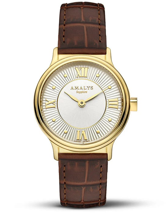 Amalys Amalys Watson AMW-169  AMW-169 кварцевые женские часы белый циферблат, браслет кожаный — вид спереди