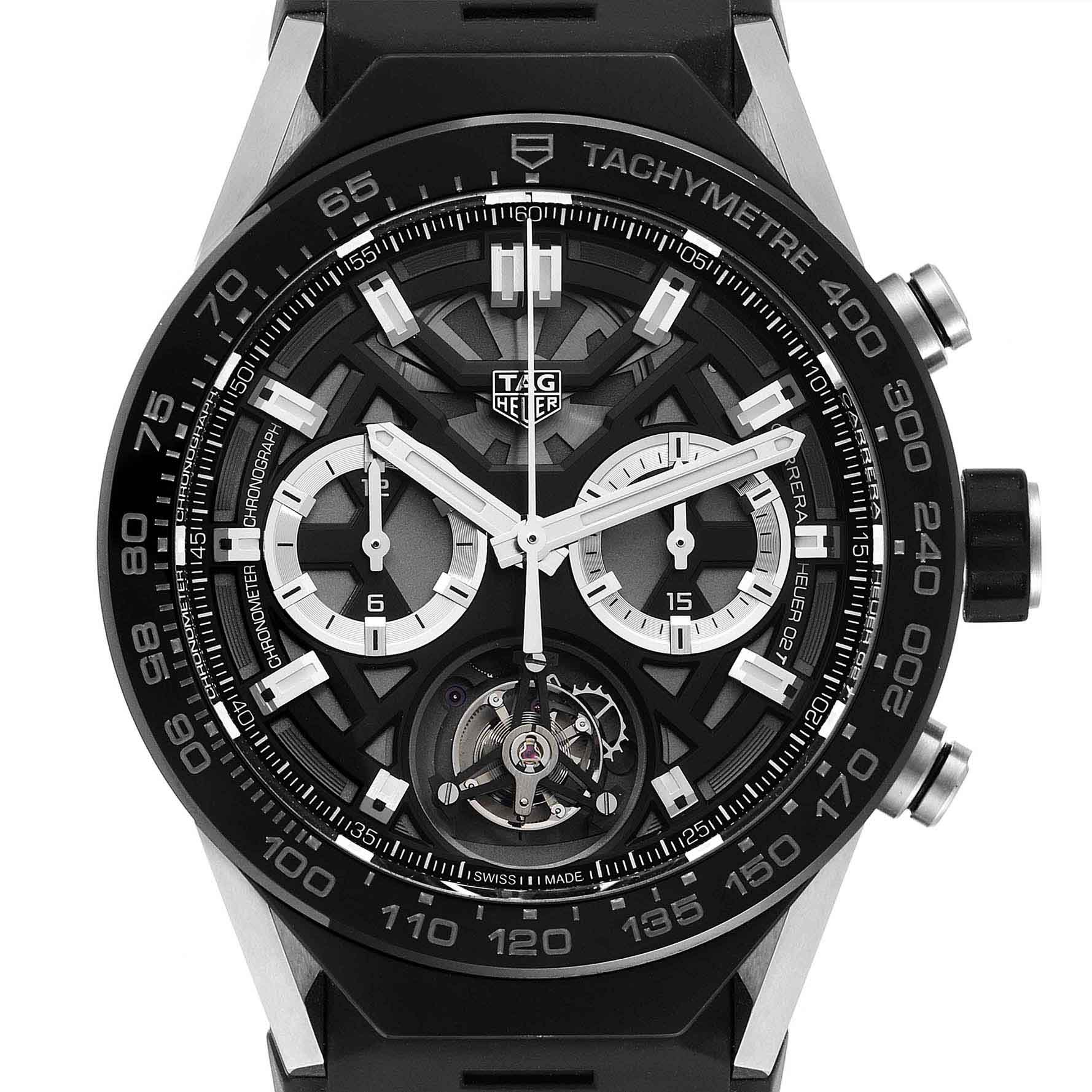 TAG Heuer TAG Heuer Carrera ACBF5A80 механические мужские часы часы крупный план черный циферблата