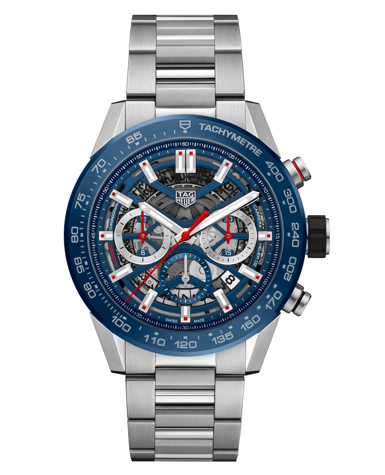 TAG Heuer TAG Heuer Carrera CBG2A11.BA0654  CBG2A11.BA0654 механические мужские часы синий циферблат, браслет нержавеющая сталь — вид спереди