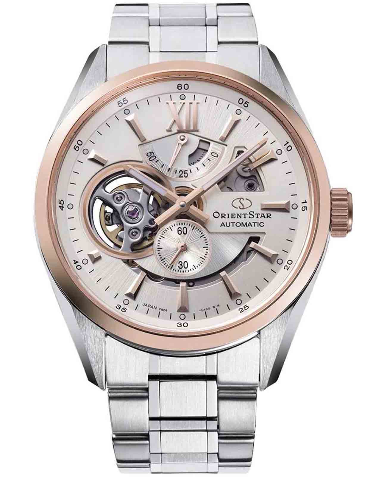 Orient Orient Star RE-AV0123G (RK-AV0123G)  RE-AV0123G механические мужские часы серебристый циферблат, браслет нержавеющая сталь — вид спереди