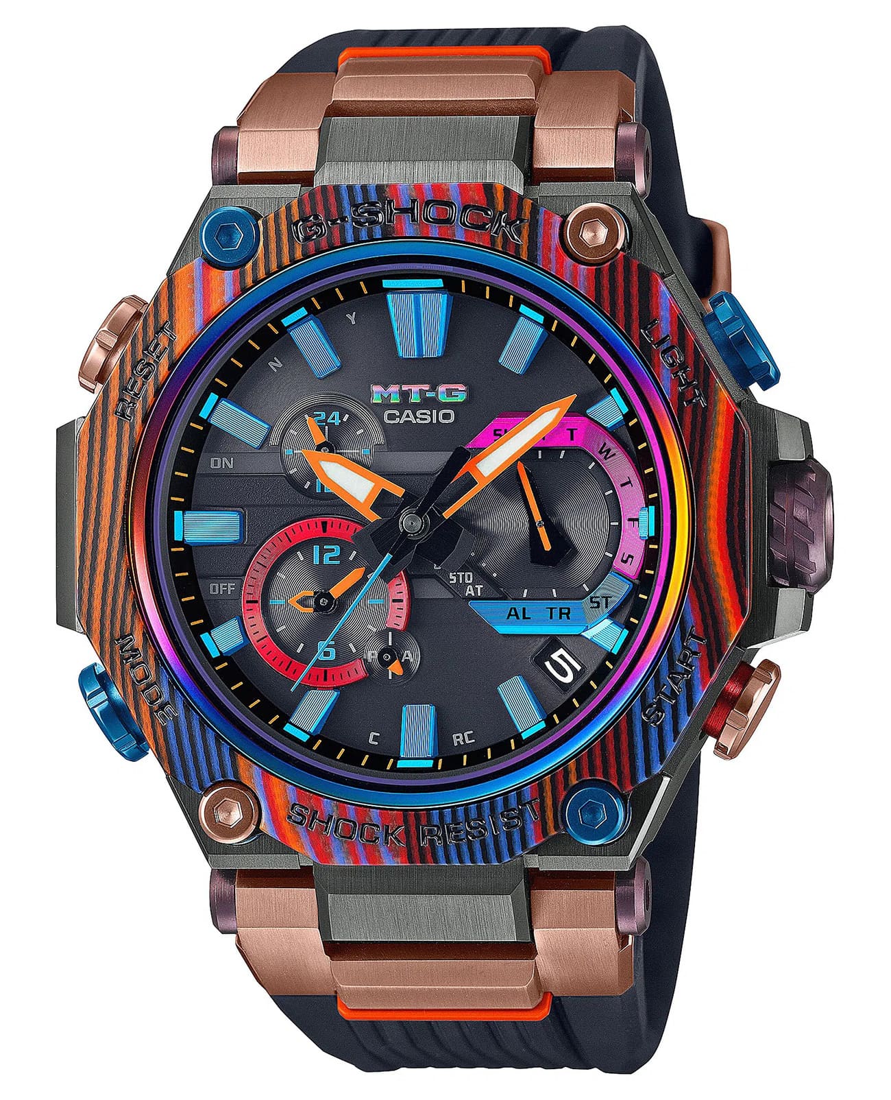 Casio Casio G-Shock Premium MTG-B2000XMG-1A Rainbow Mountain MTG MTG-B2000XMG-1AER электронные мужские часы  циферблат, браслет полимер — вид спереди
