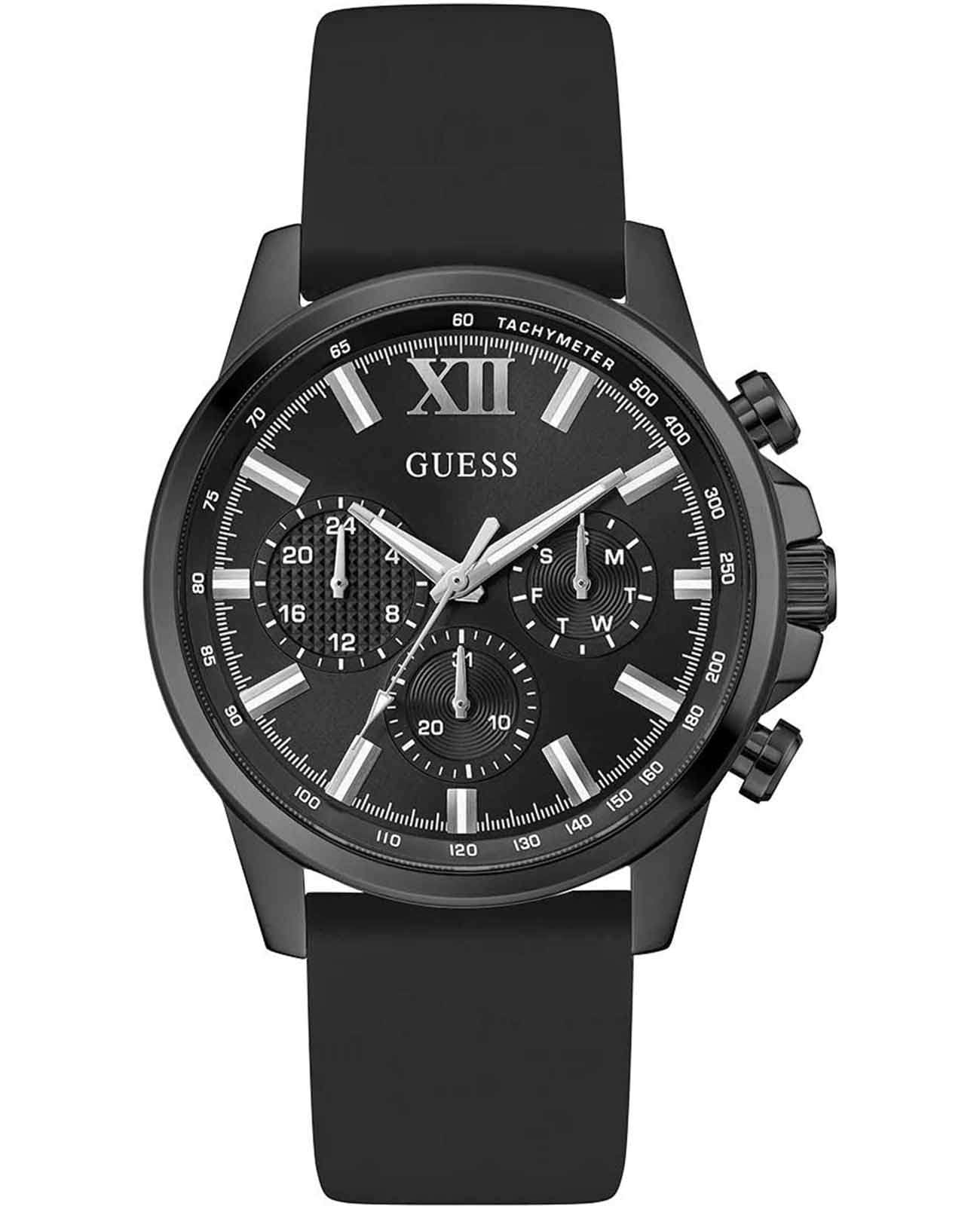 Guess Guess Dress Walker GW0913G3  GW0913G3 кварцевые мужские часы черный циферблат, браслет силикон — вид спереди