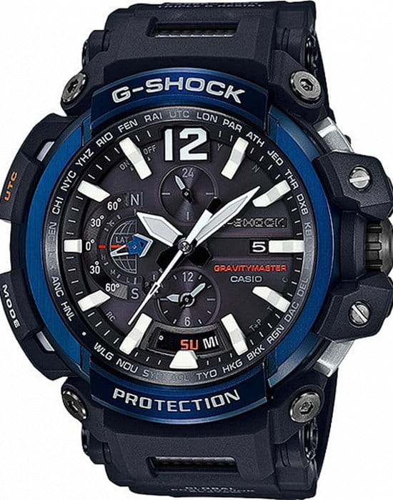 Casio Casio G-Shock GPW-2000-1A2 Premium GPW-2000-1A2 электронные мужские часы черный циферблат, браслет пластик — вид спереди