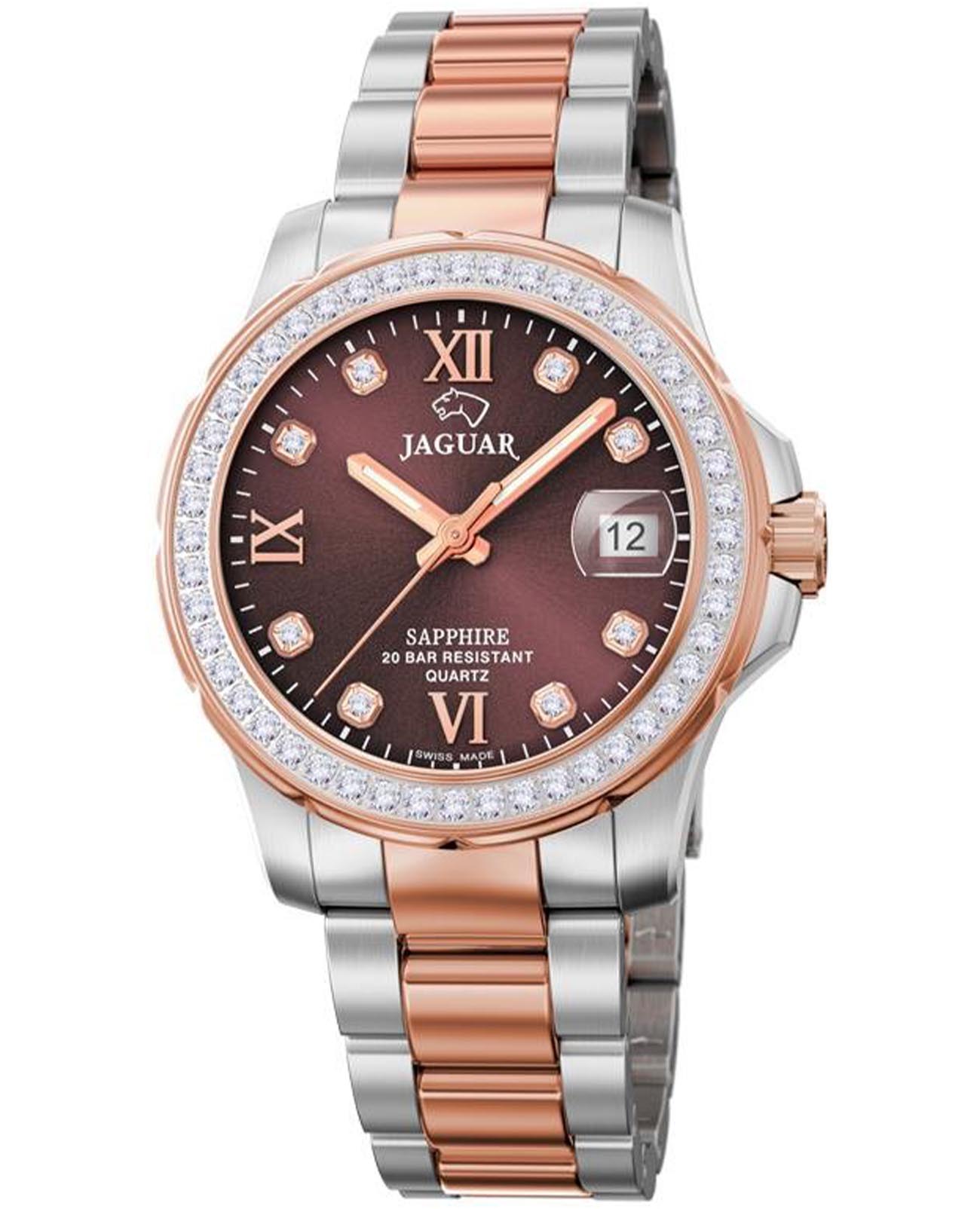 Jaguar Jaguar Woman J894/2  J894/2 кварцевые женские часы красный циферблат, браслет нержавеющая сталь с pvd-покрытием — вид спереди