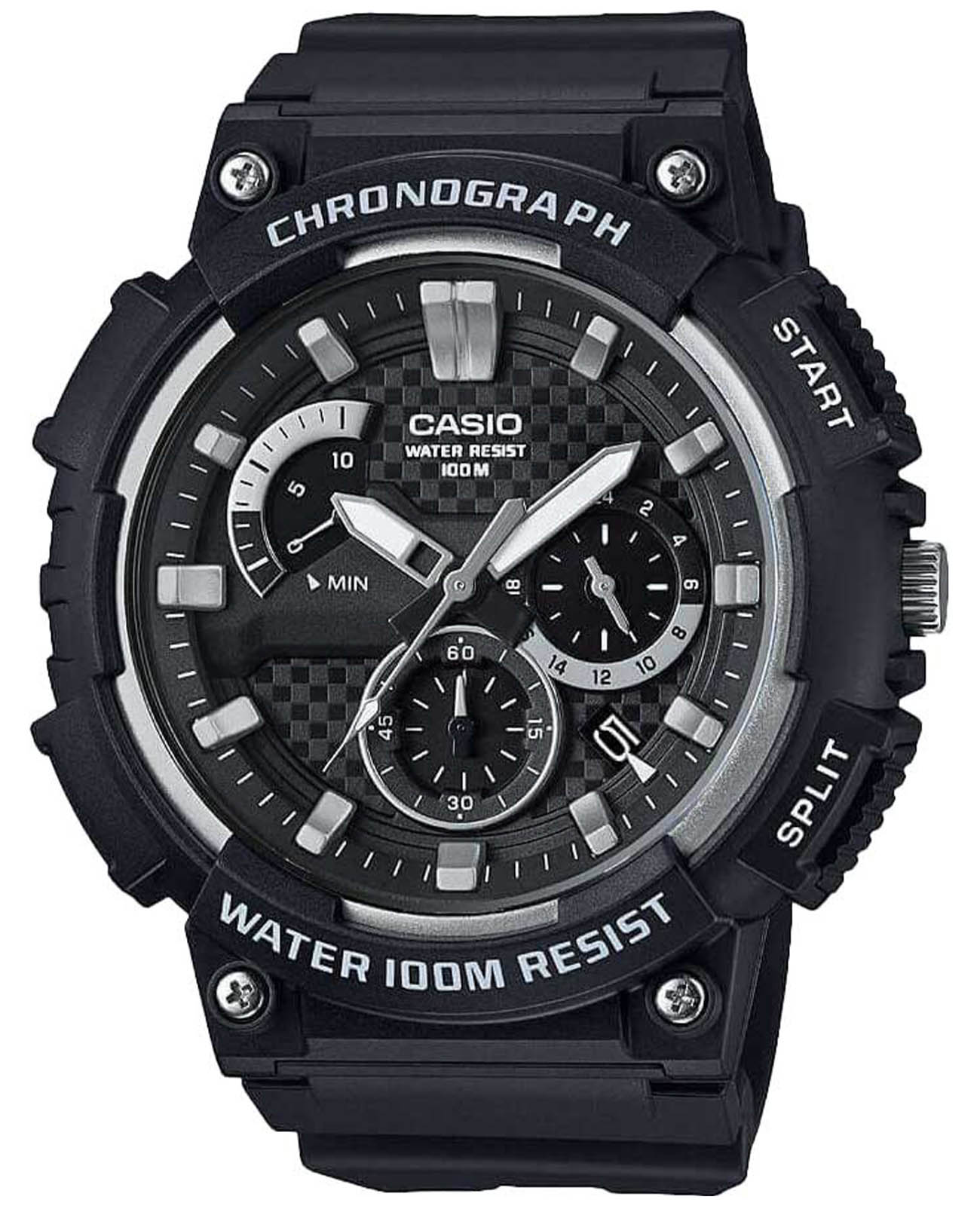 Casio Casio Collection MCW-200H-1AVDF (MCW-200H-1A)  MCW-200H-1A кварцевые мужские часы черный циферблат, браслет пластик — вид спереди