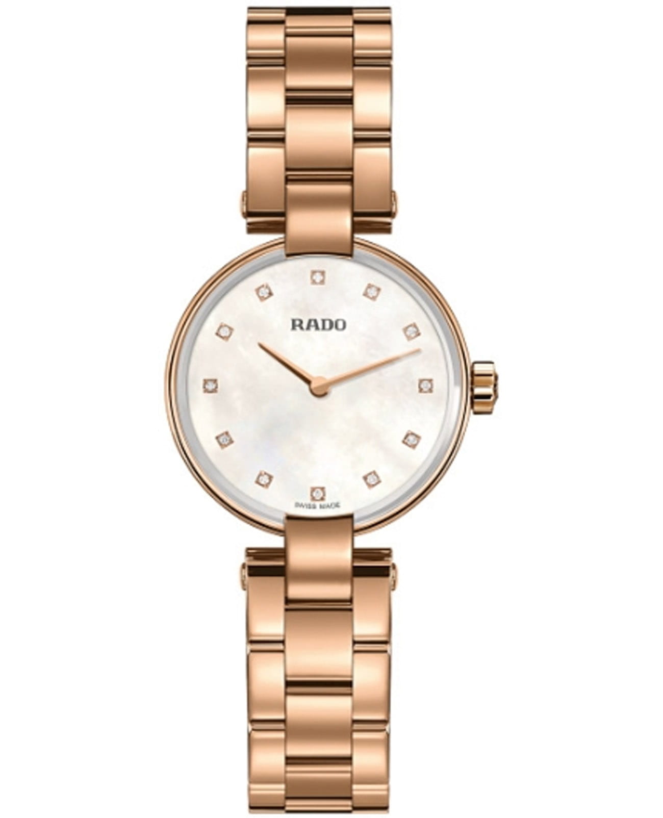 Rado Rado Coupole Classic Diamonds R22855923 Classic R22855923 кварцевые женские часы перламутровый циферблат, браслет нержавеющая сталь с pvd-покрытием — вид спереди