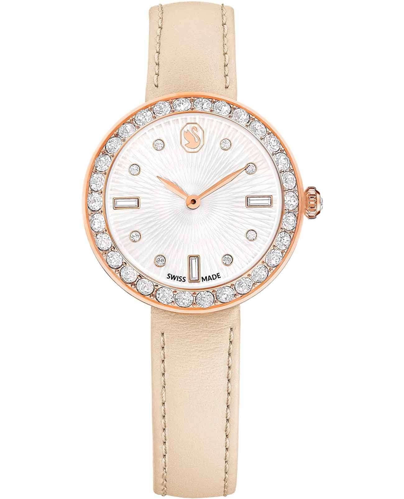 Swarovski Swarovski Certa 5672968  5672968 кварцевые женские часы белый циферблат, браслет кожаный — вид спереди