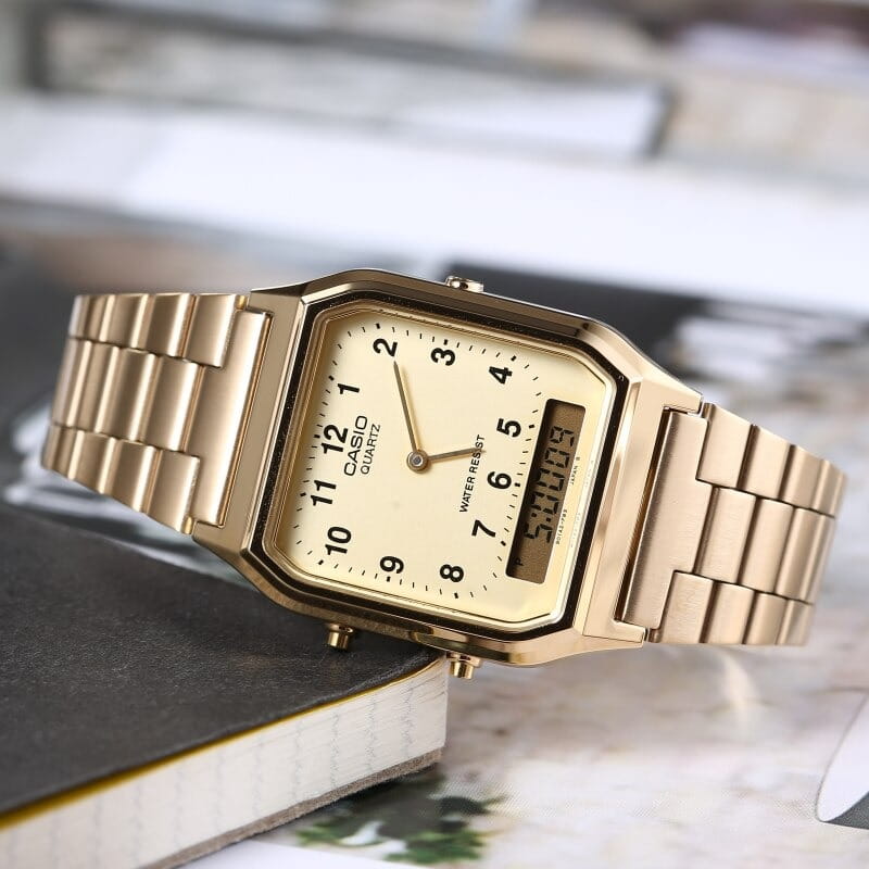 Casio Casio Collection AQ-230GA-9B мужские часы золотой циферблат на запястье