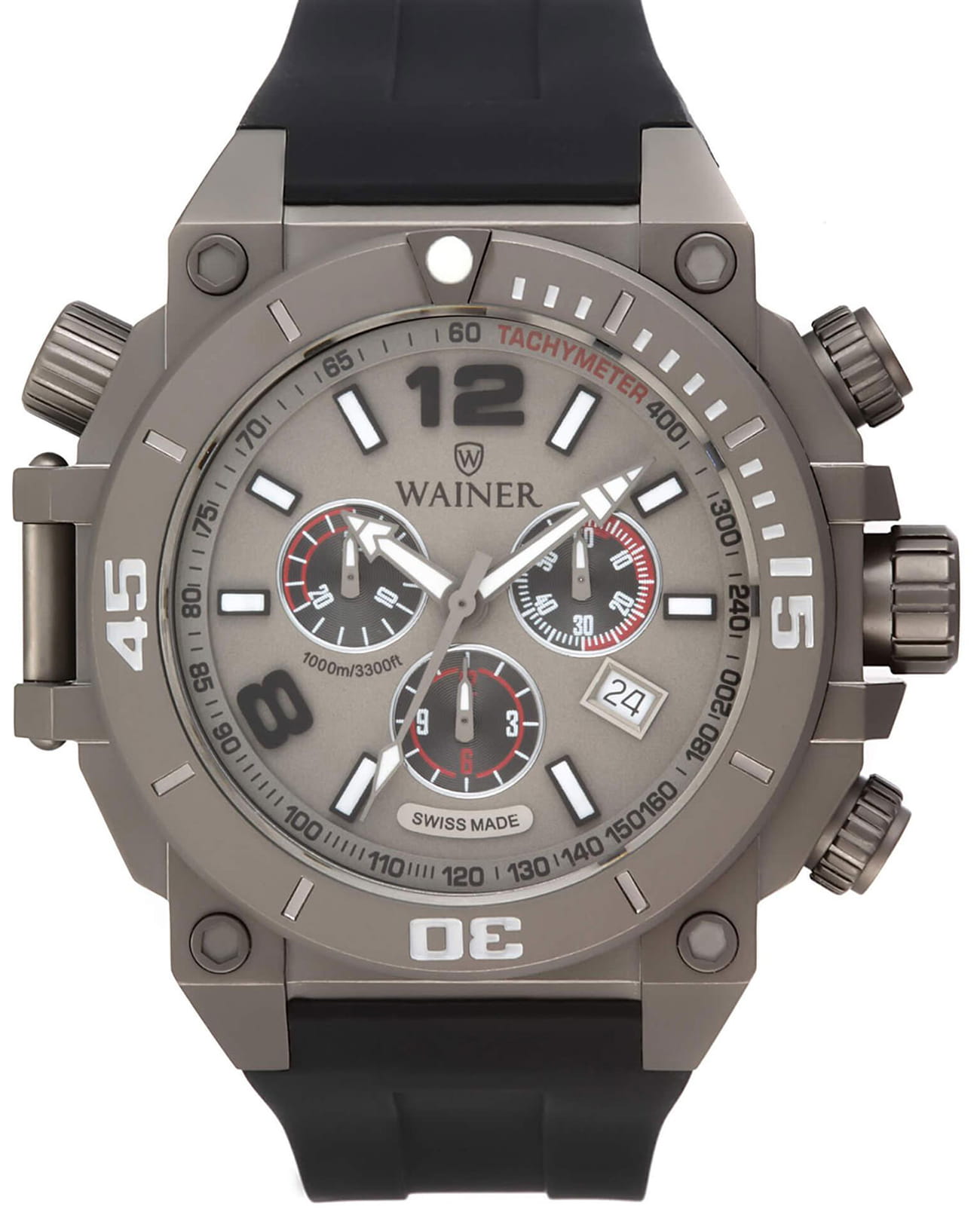 Wainer Wainer WA.10920-A  WA.10920-A кварцевые мужские часы коричневый циферблат, браслет каучук — вид спереди