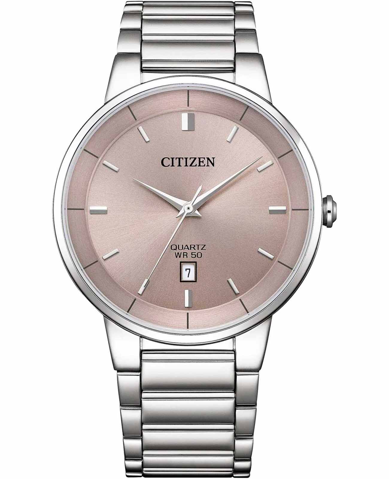Citizen Citizen Classic BI5120-51Z  BI5120-51Z кварцевые мужские часы розовый циферблат, браслет нержавеющая сталь — вид спереди