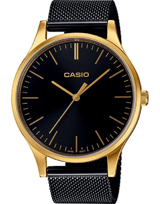 Casio Casio Collection LTP-E140GB-1A Retro LTP-E140GB-1A кварцевые женские часы черный циферблат, браслет сталь с ip покрытием — вид спереди