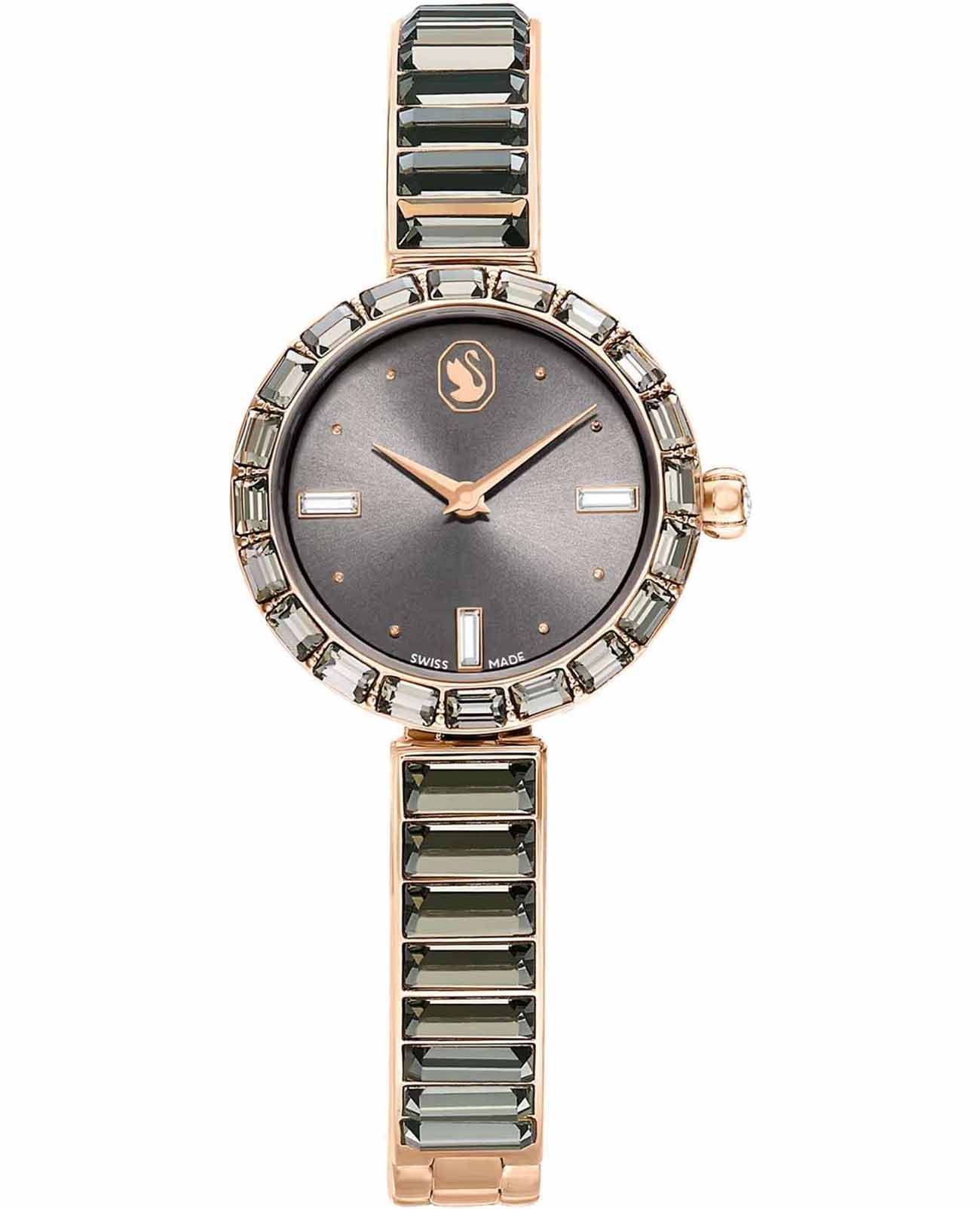 Swarovski Swarovski Matrix Bangle 5679887  5679887 кварцевые женские часы серый циферблат, браслет нержавеющая сталь с pvd-покрытием — вид спереди