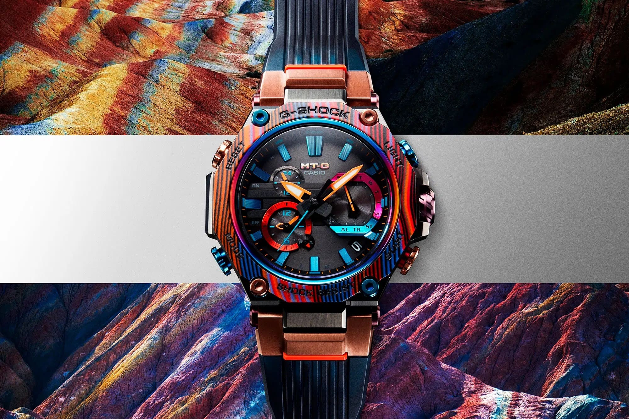 Casio Casio G-Shock Premium MTG-B2000XMG-1A Rainbow Mountain, g-shock япония мужские часы на браслете полимер боковой вид