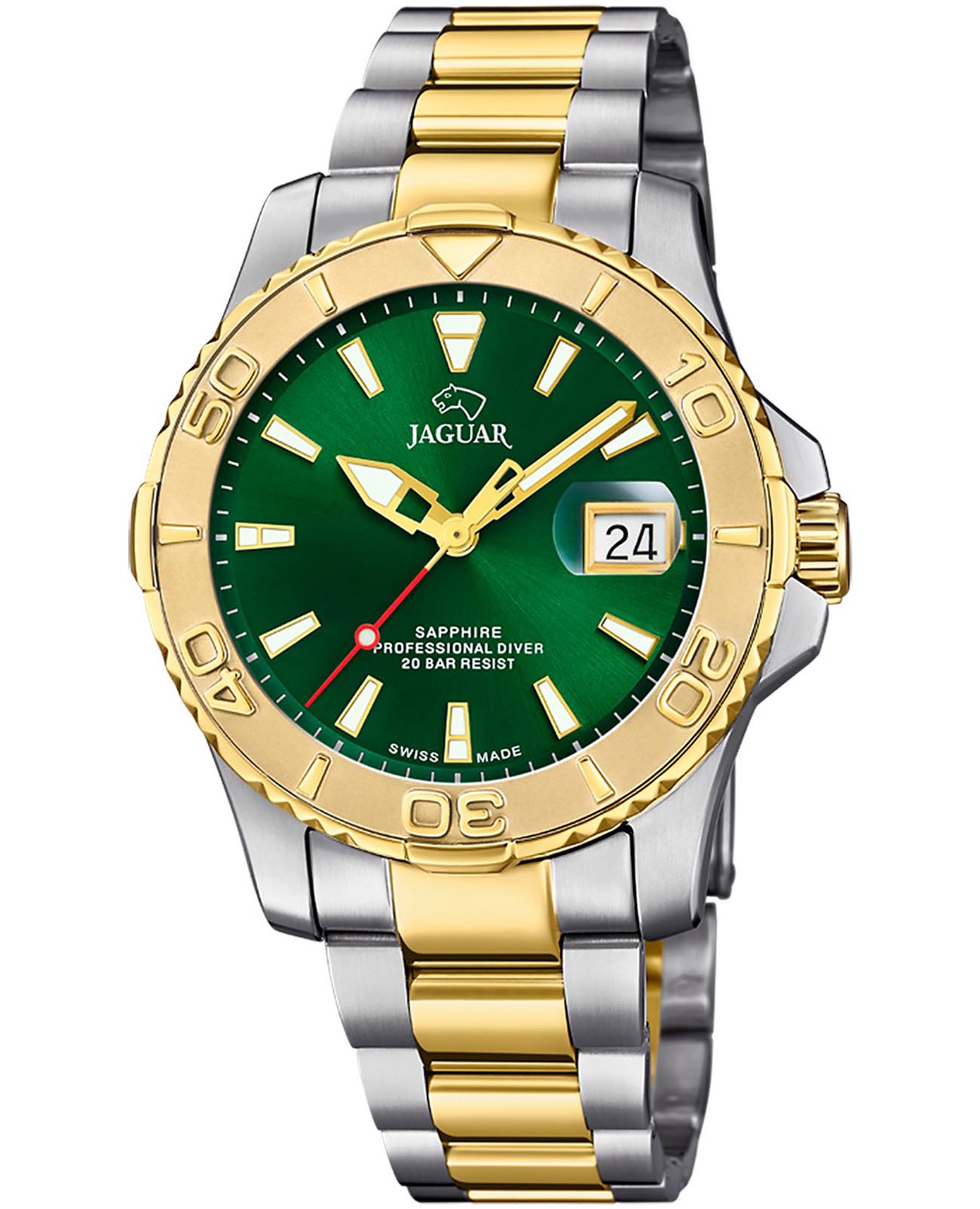 Jaguar Jaguar Couple Diver J970/1  J970/1 кварцевые мужские часы черный циферблат, браслет нержавеющая сталь с pvd-покрытием — вид спереди