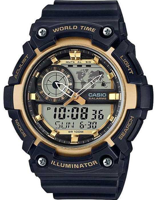 Casio Casio Collection AEQ-200W-9A  AEQ-200W-9A кварцевые мужские часы серый циферблат, браслет пластик — вид спереди