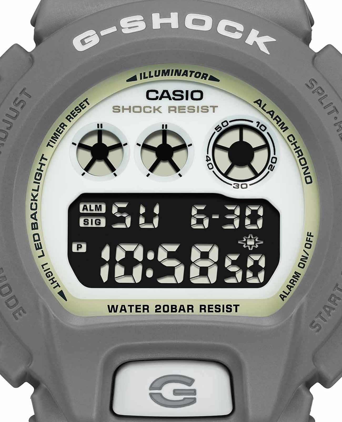 Casio Casio G-Shock DW-6900HD-8DR электронные мужские часы часы крупный план серый циферблата
