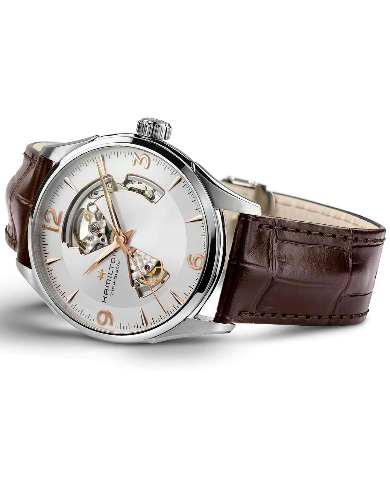 Hamilton Hamilton Jazzmaster Open Heart Auto H32705551, jazzmaster швейцария мужские часы на браслете кожаный боковой вид