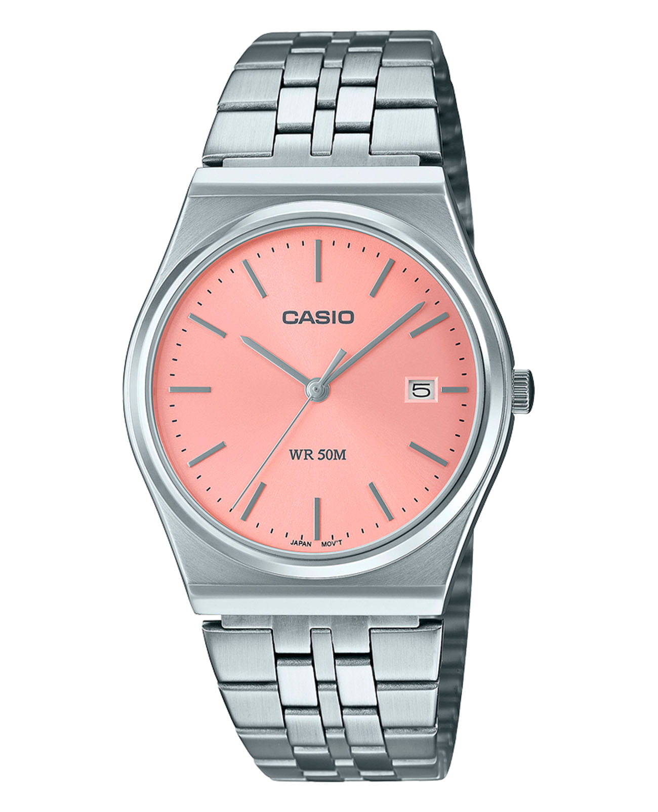 Casio Casio Collection MTP-B145D-4A  MTP-B145D-4A кварцевые мужские часы розовый циферблат, браслет нержавеющая сталь — вид спереди