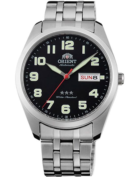 Orient Orient RA-AB0024B1 (RN-AB0024B)  RA-AB0024B механические мужские часы черный циферблат, браслет нержавеющая сталь — вид спереди