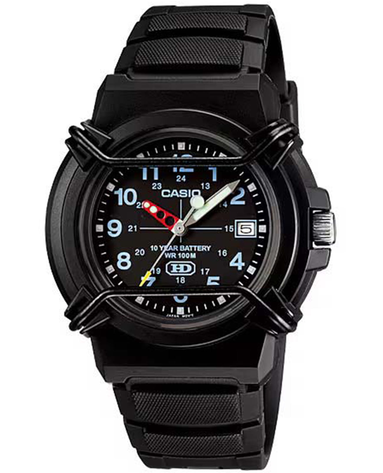 Casio Casio Collection HDA-600B-1BVDF (HDA-600B-1B)  HDA-600B-1B кварцевые мужские часы черный циферблат, браслет пластик — вид спереди