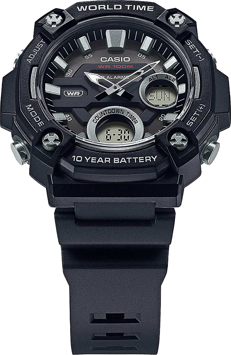 Casio Casio Collection AEQ-120W-1AVDF (AEQ-120W-1A) кварцевые мужские часы часы крупный план черный циферблата