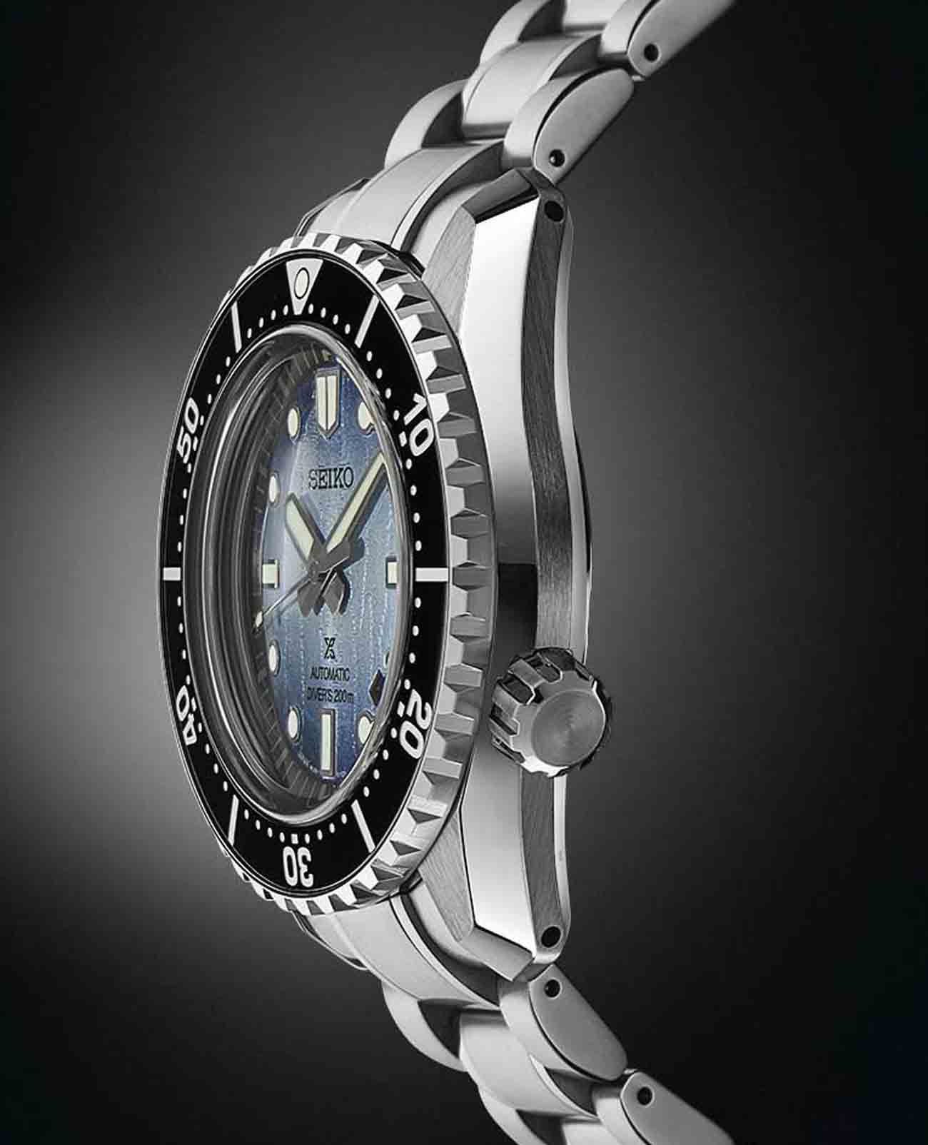 Seiko Seiko Prospex Sea SLA073J1 механические мужские часы часы крупный план синий циферблата