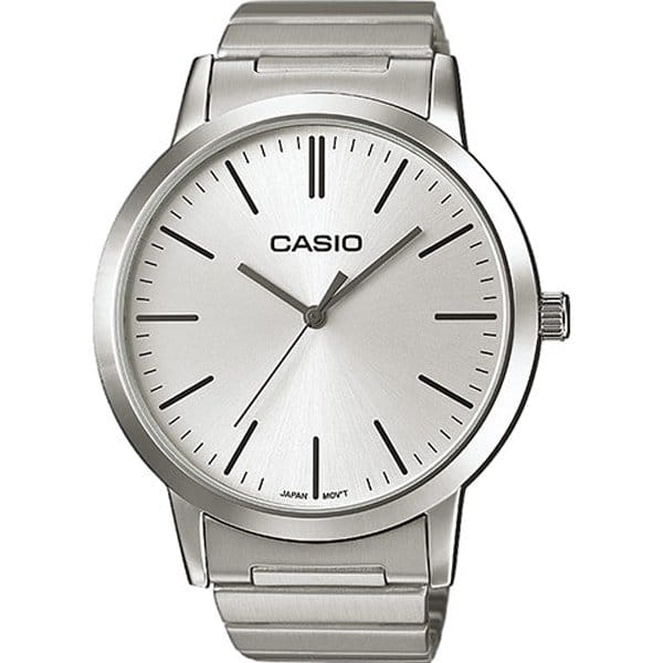 Casio Casio LTP-E118D-7A  LTP-E118D-7A кварцевые женские часы серебристый циферблат, браслет  — вид спереди