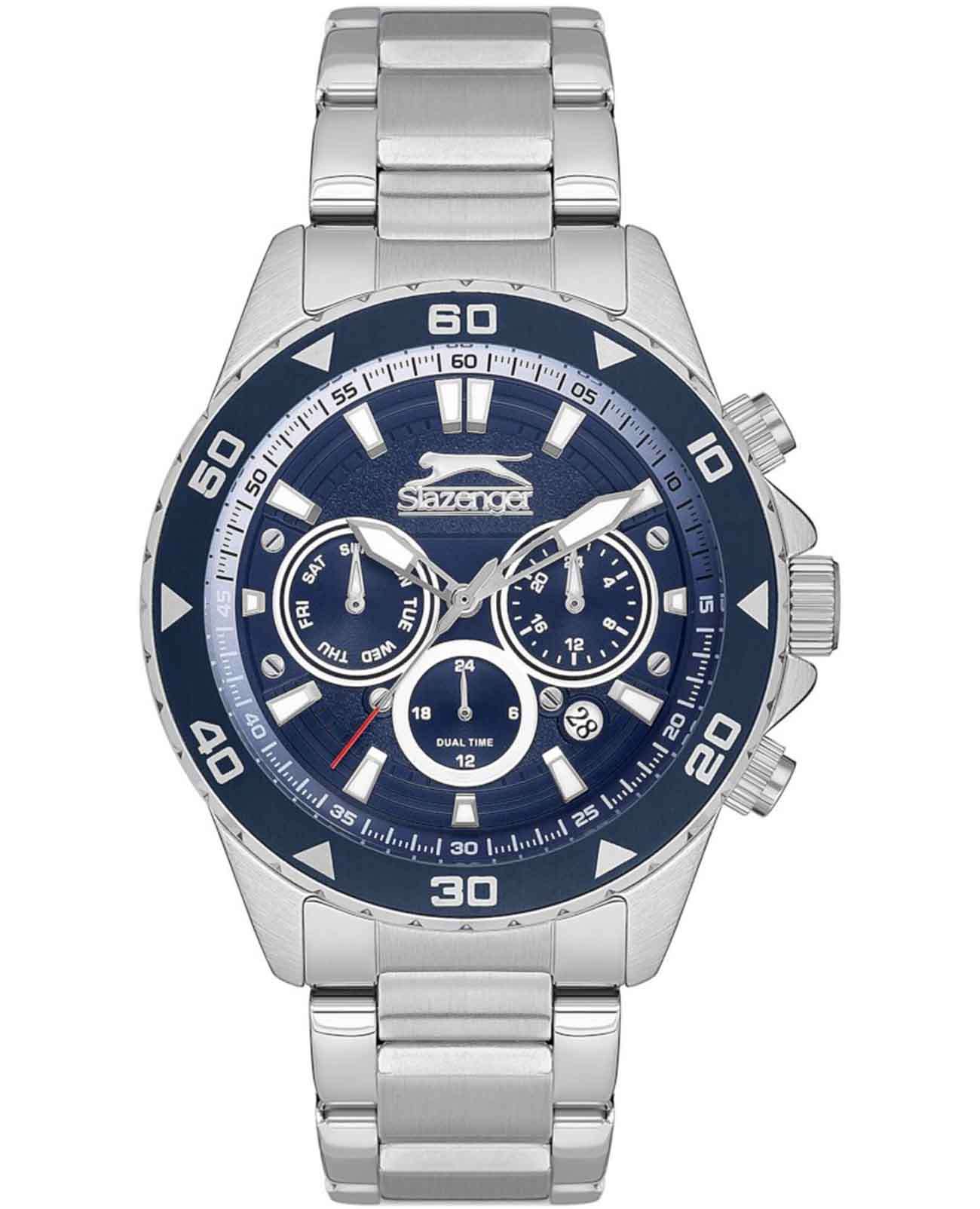 Slazenger Slazenger SL.09.2250.2.03  SL.09.2250.2.03 кварцевые мужские часы синий циферблат, браслет нержавеющая сталь — вид спереди