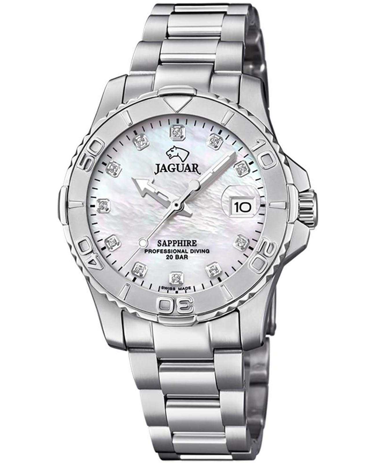 Jaguar Jaguar Couple Diver J870/1  J870/1 кварцевые женские часы перламутровый циферблат, браслет нержавеющая сталь — вид спереди