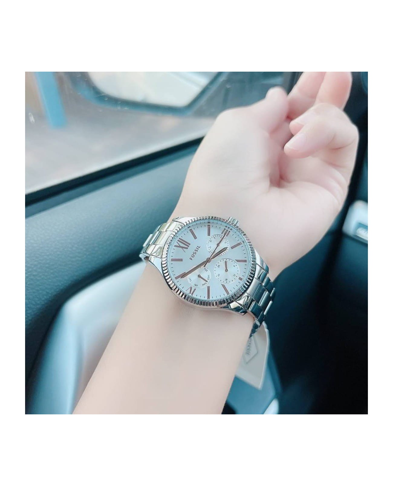 Fossil Fossil FB-02  BQ3690,  сша женские часы на браслете нержавеющая сталь боковой вид