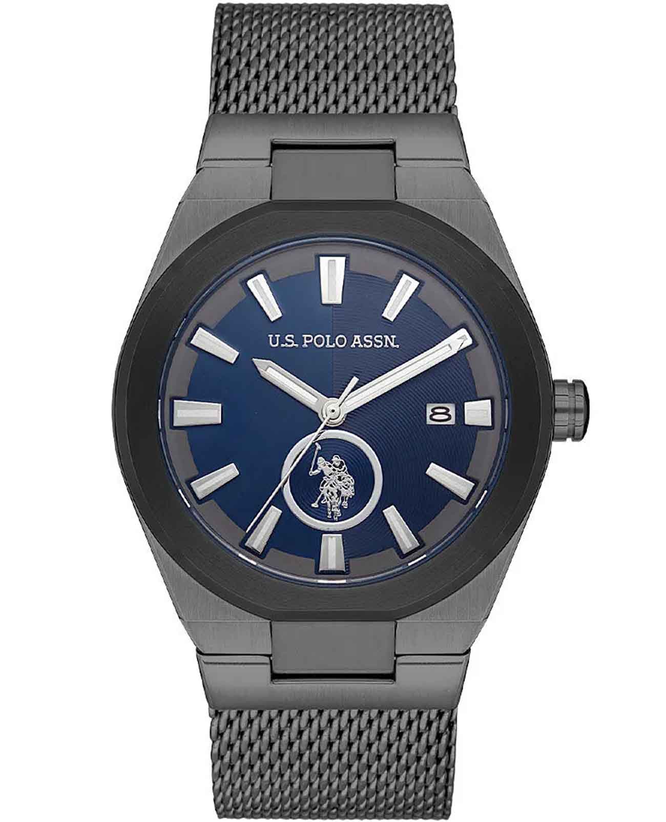 U.S. Polo Assn. U.S. Polo Assn. Fundamental USPA1062-06  USPA1062-06 кварцевые мужские часы синий циферблат, браслет нержавеющая сталь с ip-покрытием — вид спереди