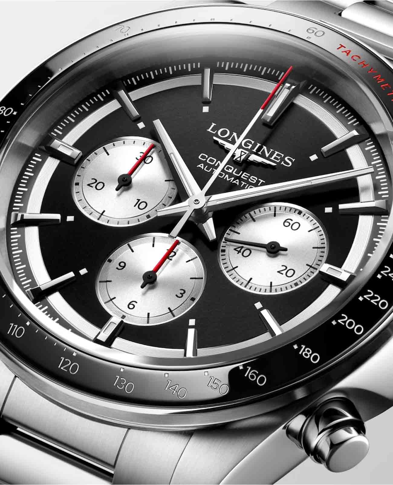 Longines Longines Conquest L3.835.4.52.6 механические мужские часы часы крупный план черный циферблата