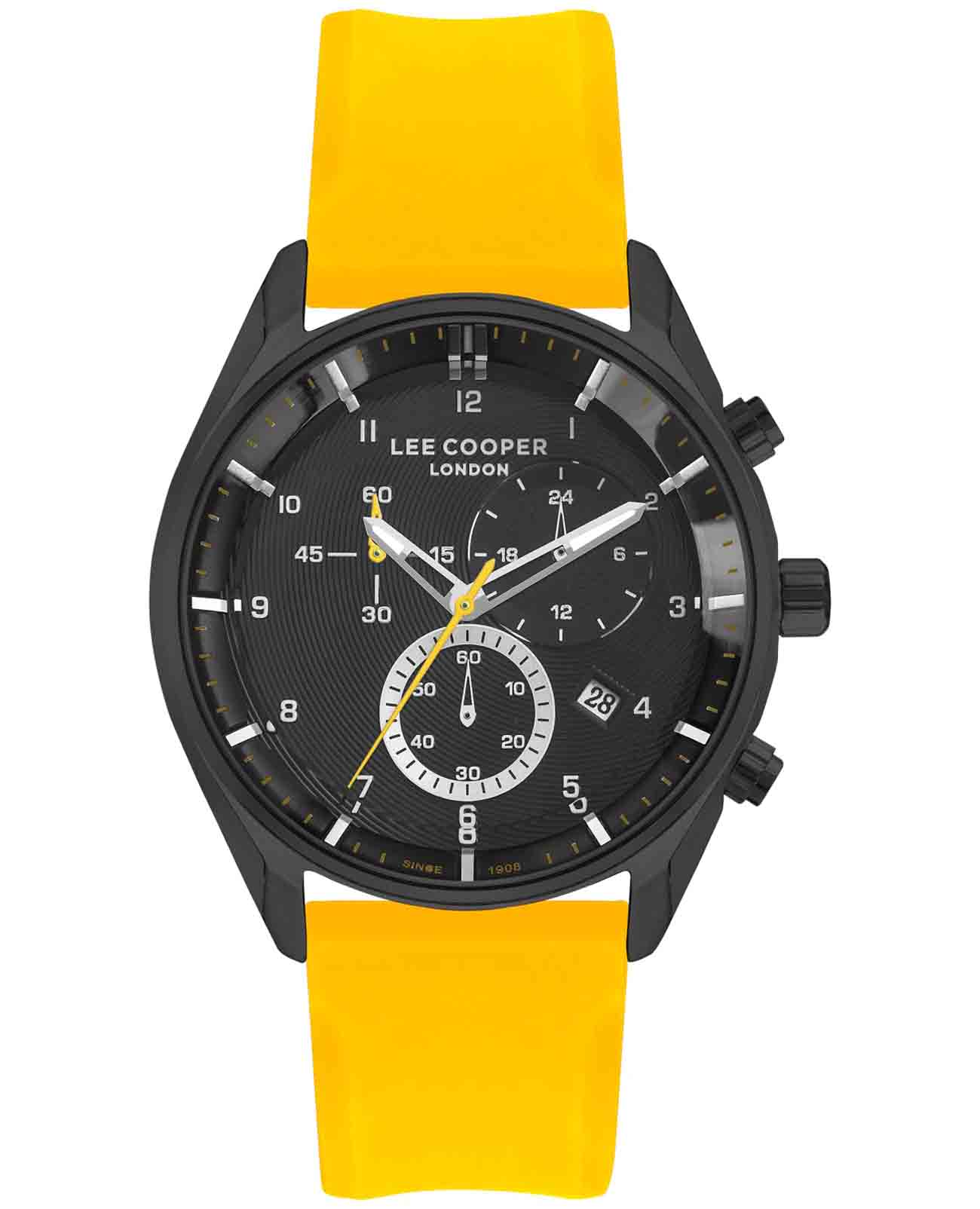 Lee Cooper Lee Cooper LC07350.654  LC07350.654 кварцевые мужские часы черный циферблат, браслет каучук — вид спереди