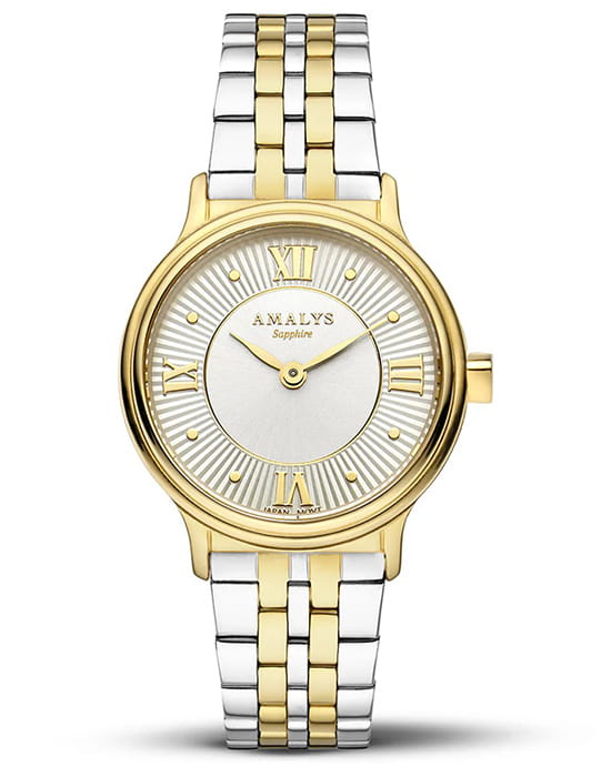 Amalys Amalys Watson AMW-167  AMW-167 кварцевые женские часы белый циферблат, браслет нержавеющая сталь с pvd-покрытием — вид спереди