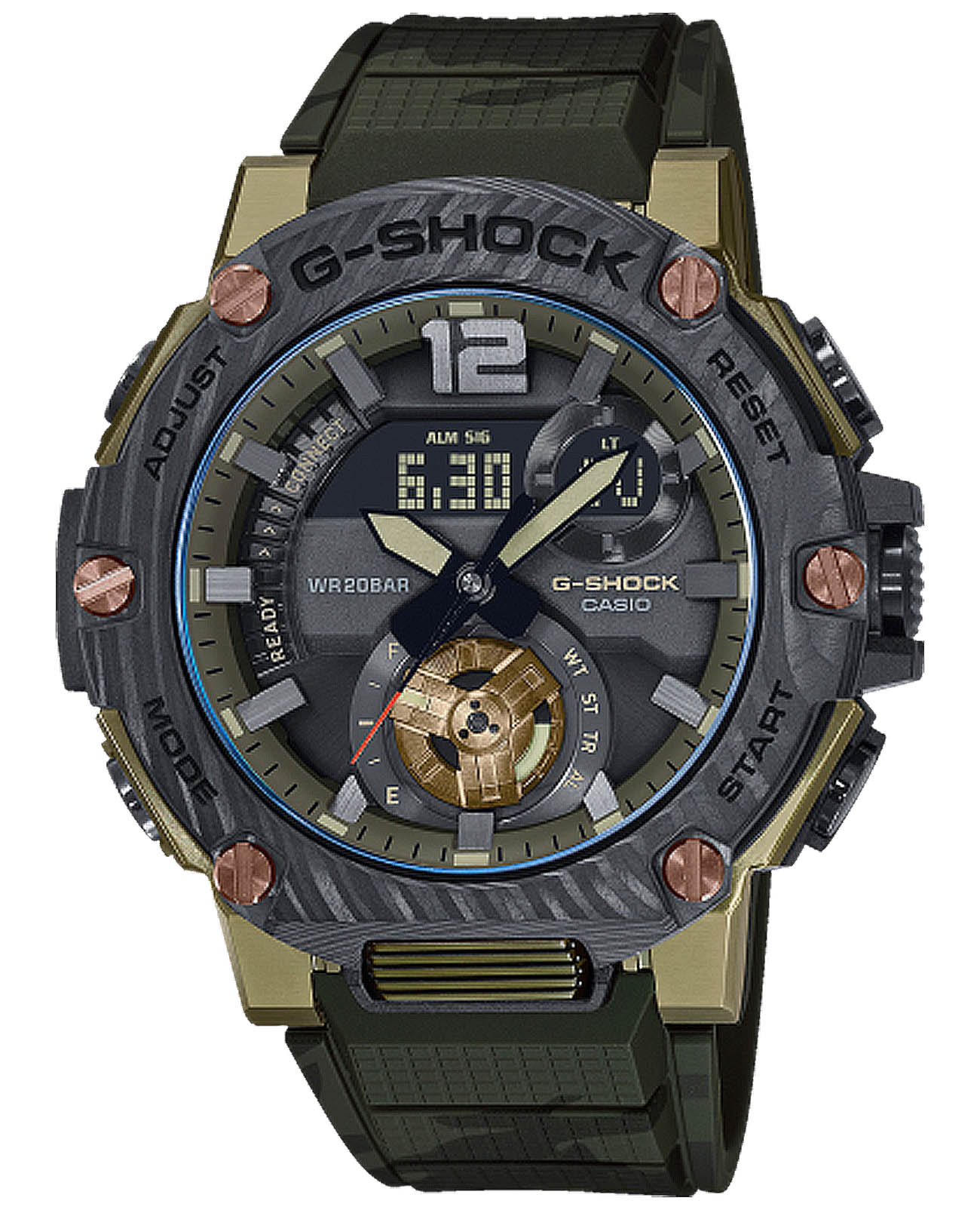 Casio Casio G-Shock GST-B300XB-1A3 GST G-Steel GST-B300XB-1A3 электронные мужские часы серый циферблат, браслет пластик — вид спереди