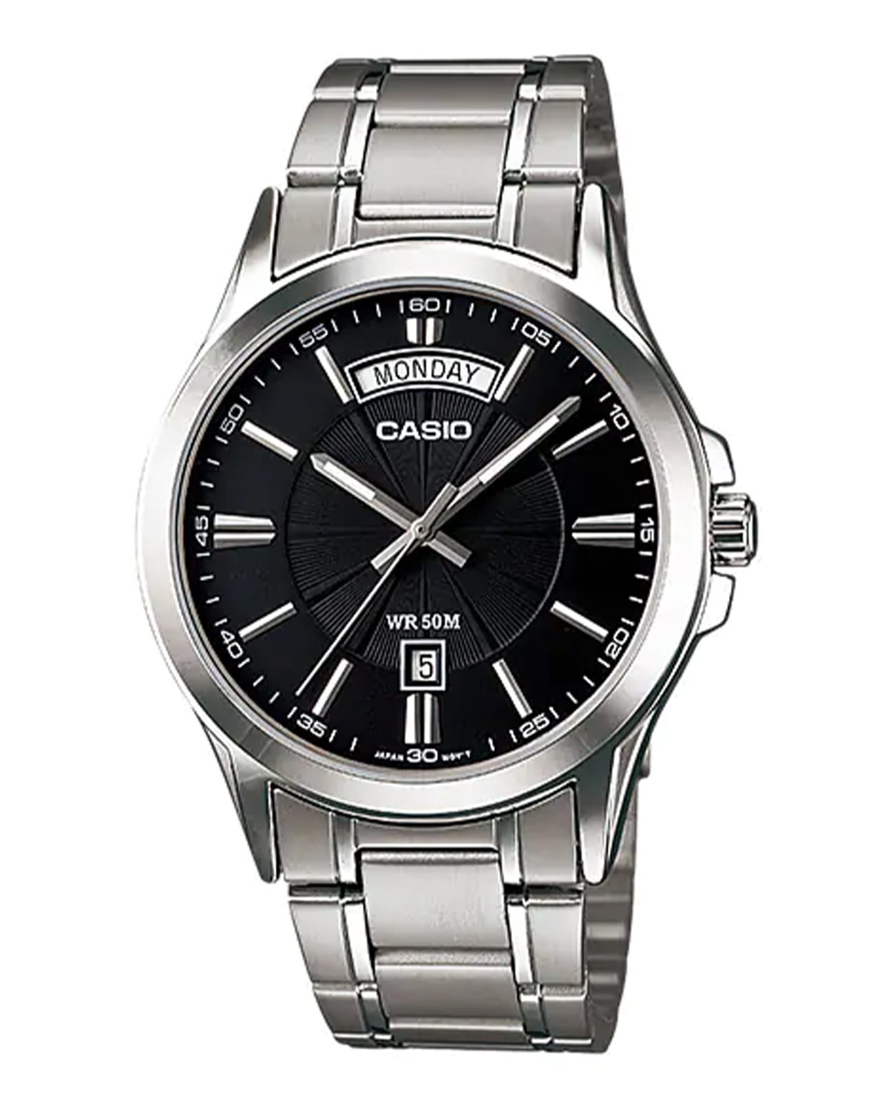 Casio Casio Collection MTP-1381D-1AVDF (MTP-1381D-1A)  MTP-1381D-1A кварцевые мужские часы черный циферблат, браслет нержавеющая сталь — вид спереди
