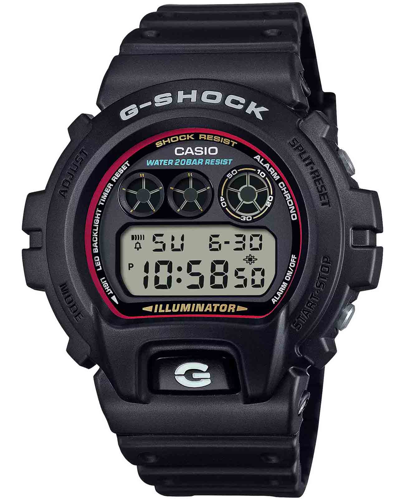 Casio Casio G-Shock DW-6900RL-1  DW-6900RL-1 электронные мужские часы черный циферблат, браслет пластик — вид спереди