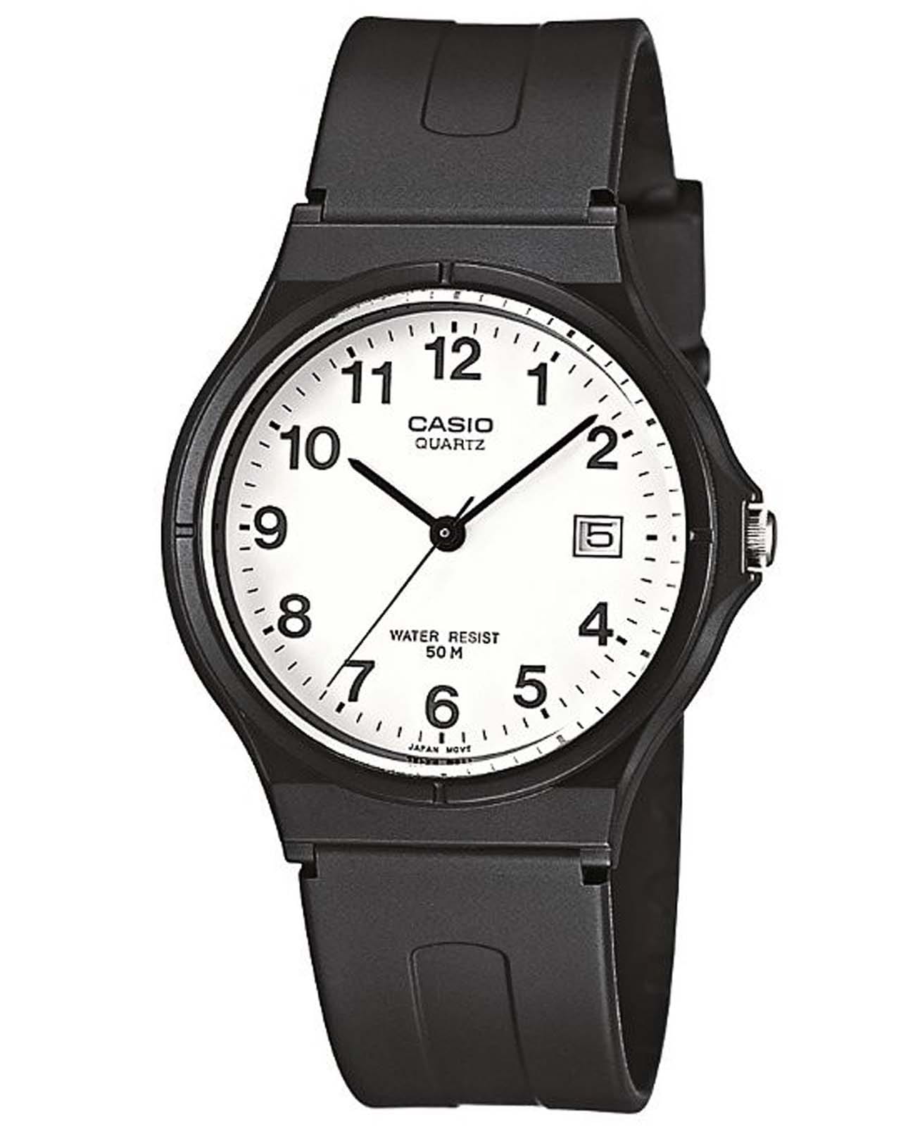 Casio Casio Collection MW-59-7B  MW-59-7BVEG кварцевые женские часы белый циферблат, браслет пластик — вид спереди