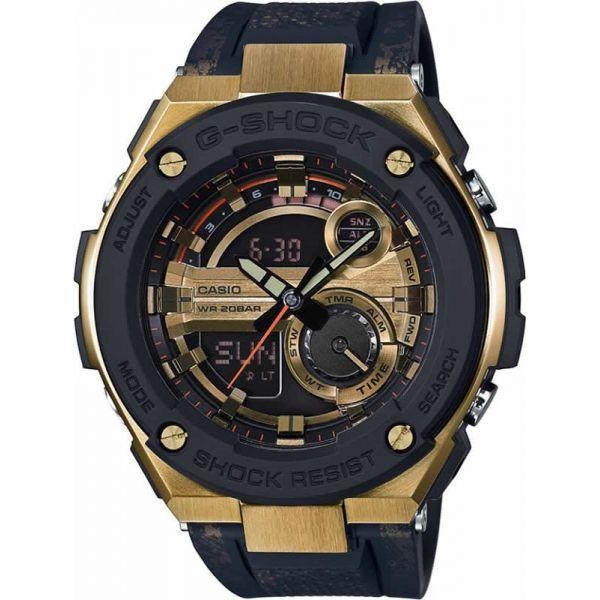 Casio Casio G-Shock GST-200CP-9A GST G-Steel GST-200CP-9A электронные мужские часы желтый циферблат, браслет силикон — вид спереди