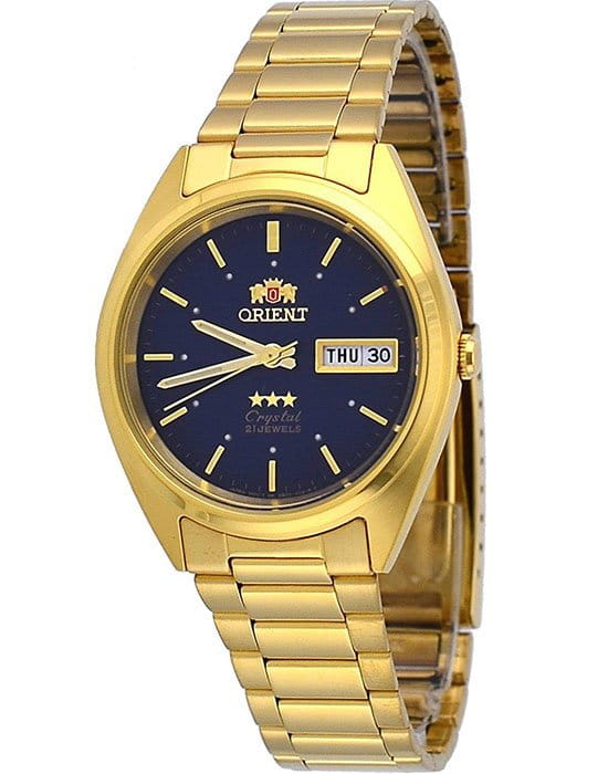 Orient Orient AB00002D (FAB00002D)  AB00002D автокварц (кинетик) мужские часы синий циферблат, браслет нержавеющая сталь — вид спереди