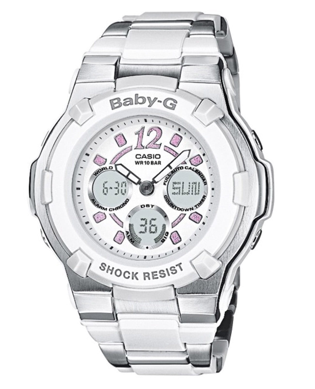 Casio Casio Baby-G BGA-112C-7BDR  BGA-112C-7BDR кварцевые женские часы  циферблат, браслет сталь + пластик — вид спереди