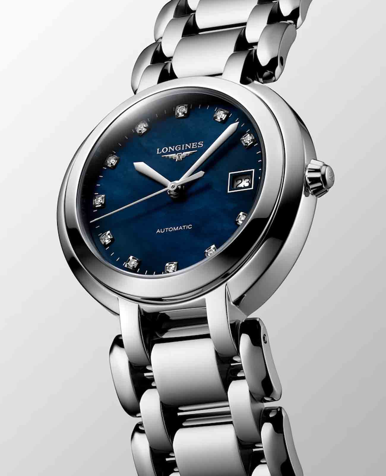 Longines Longines PrimaLuna L8.113.4.98.6, primaluna швейцария женские часы на браслете нержавеющая сталь боковой вид