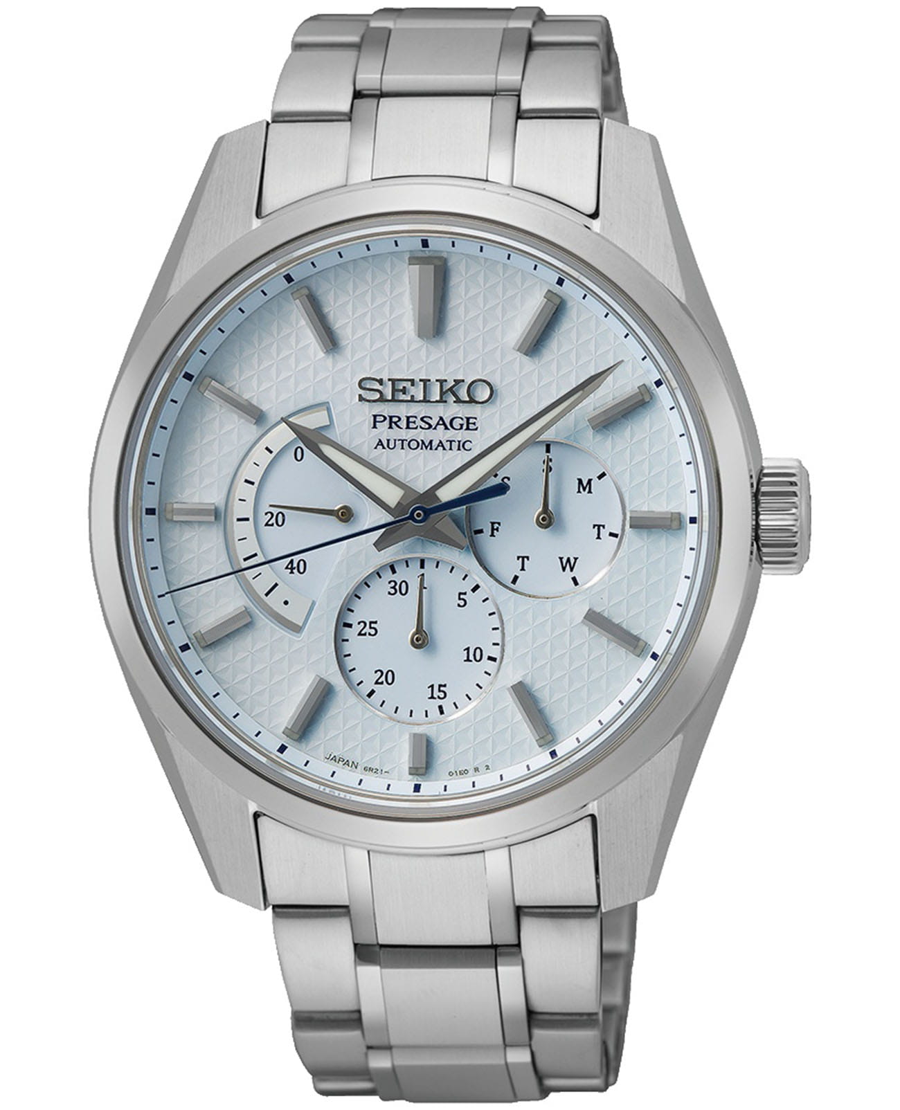 Seiko Seiko Presage Sharp Edged Series SPB305 Sharp Edged SPB305 механические мужские часы голубой циферблат, браслет нержавеющая сталь — вид спереди