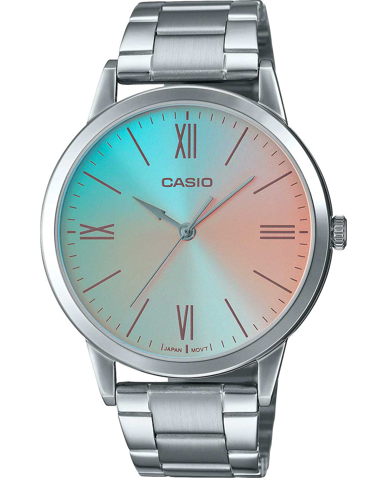 Casio Casio Collection MTP-E600D-2B  MTP-E600D-2B кварцевые мужские часы перламутровый циферблат, браслет нержавеющая сталь — вид спереди