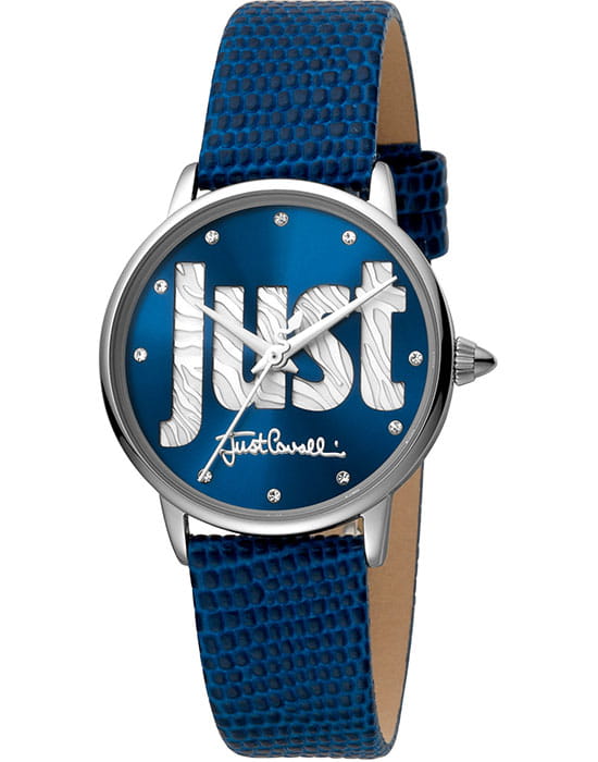 Just Cavalli Just Cavalli Logo JC1L116L0015  JC1L116L0015 кварцевые женские часы синий циферблат, браслет кожаный — вид спереди