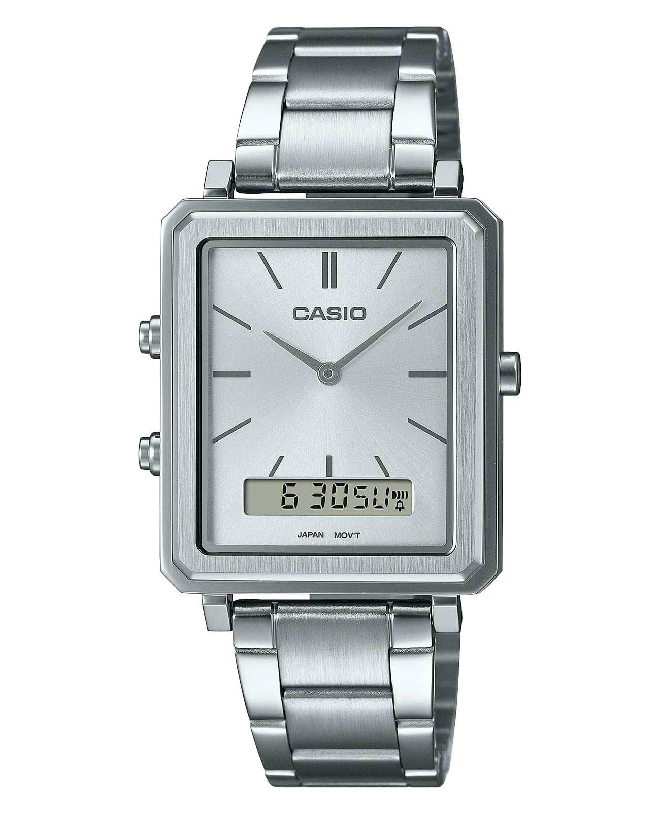 Casio Casio Collection MTP-B205D-7E  MTP-B205D-7E кварцевые мужские часы серебристый циферблат, браслет нержавеющая сталь — вид спереди