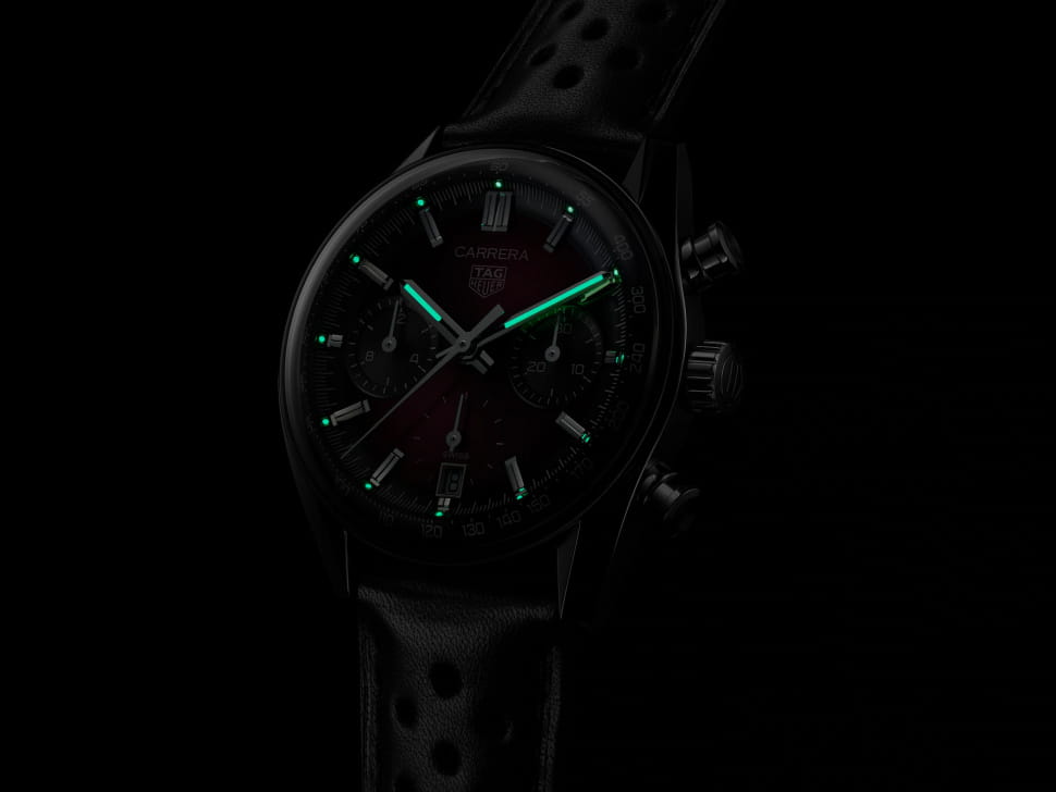 TAG Heuer TAG Heuer Carrera Chronograph CBS2219.FC6607, carrera швейцария мужские часы на браслете кожаный боковой вид