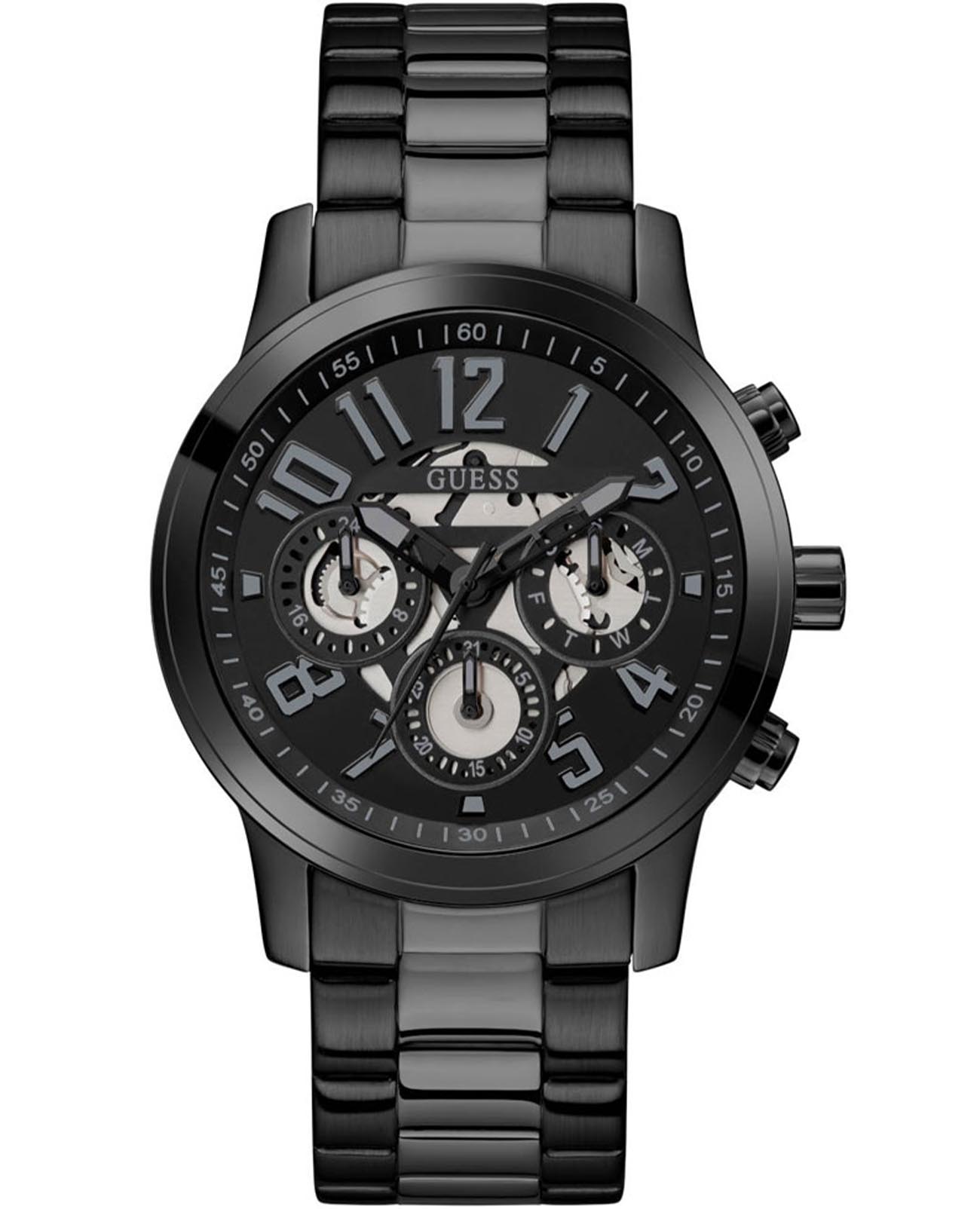 Guess Guess Dress GW0627G3  GW0627G3 кварцевые мужские часы черный циферблат, браслет нержавеющая сталь с ip-покрытием — вид спереди